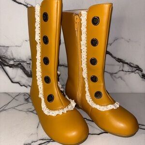 Military Style Lace Ruffle Trimmed Boots By Liv and Mia 11c Yellow